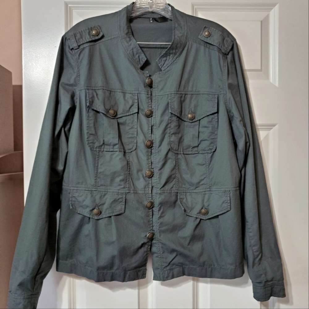 EUC - Military inspired Charcoal Gray cotton jacket.
